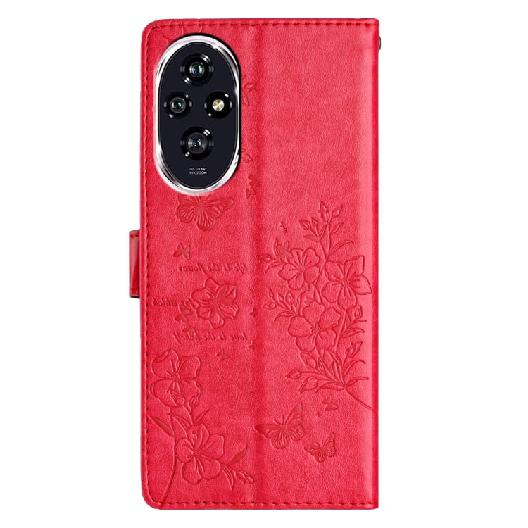 For Honor 200 Butterflies And Flowers Leather Phone Case
