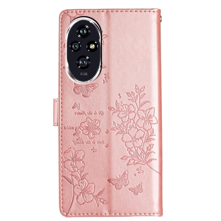 For Honor 200 Butterflies And Flowers Leather Phone Case