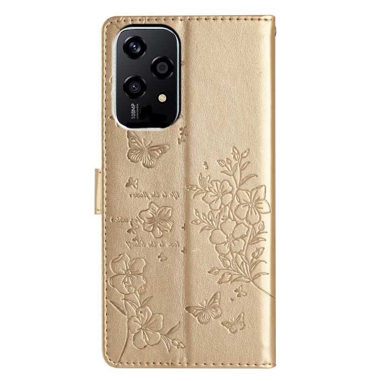 For Honor 200 Lite Global Butterflies And Flowers Leather Phone Case