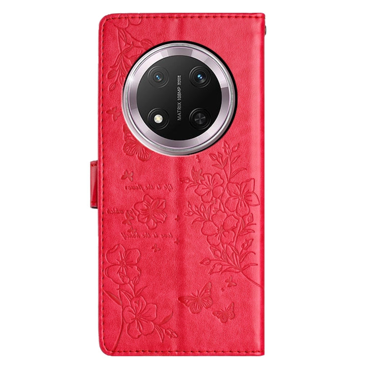 For Honor X9c Butterflies And Flowers Leather Phone Case