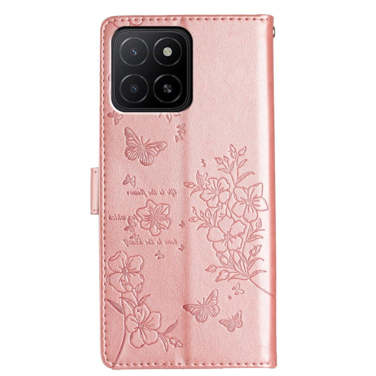 For Honor X5b Butterflies And Flowers Leather Phone Case