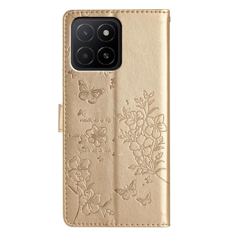 For Honor X6c 4G Butterflies And Flowers Leather Phone Case