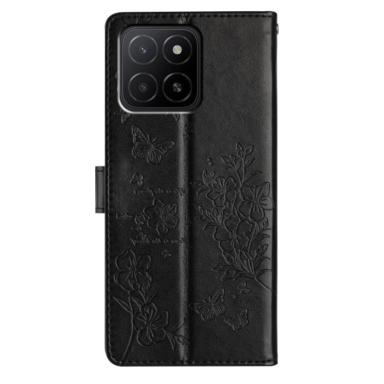 For Honor X6c 4G Butterflies And Flowers Leather Phone Case