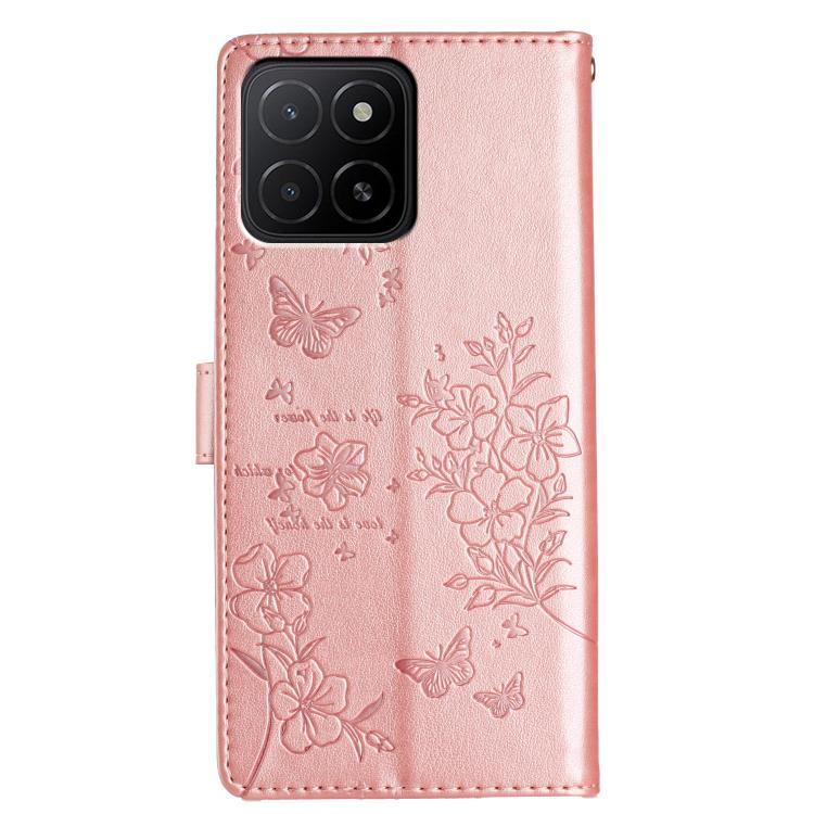 For Honor X6c 4G Butterflies And Flowers Leather Phone Case