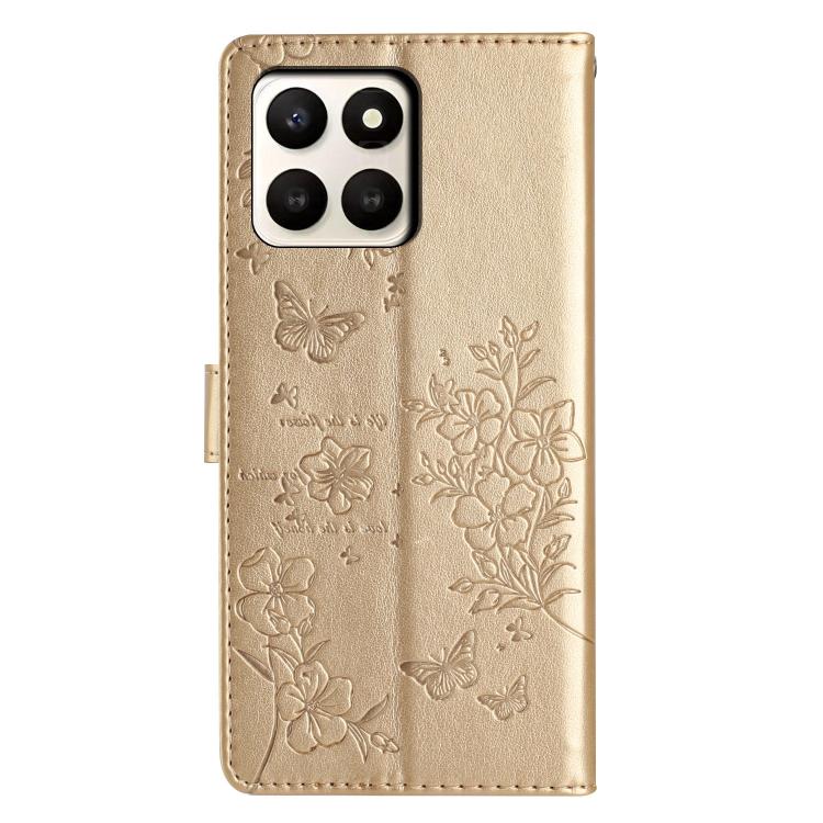 For Honor X7d 5G Butterflies And Flowers Leather Phone Case