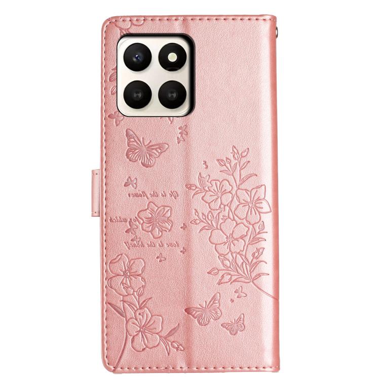 For Honor X7d 5G Butterflies And Flowers Leather Phone Case