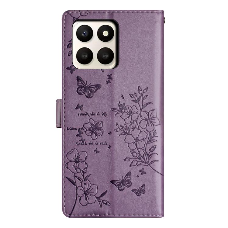 For Honor X7d 5G Butterflies And Flowers Leather Phone Case