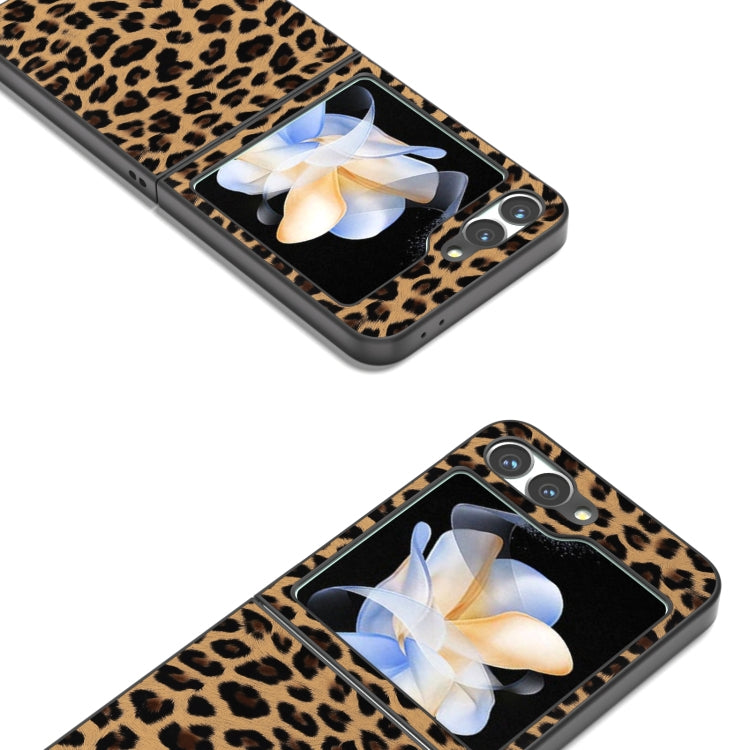 For Samsung Galaxy Z Flip6 / Flip7 FE Black Frame Leopard Full Coverage Phone Case