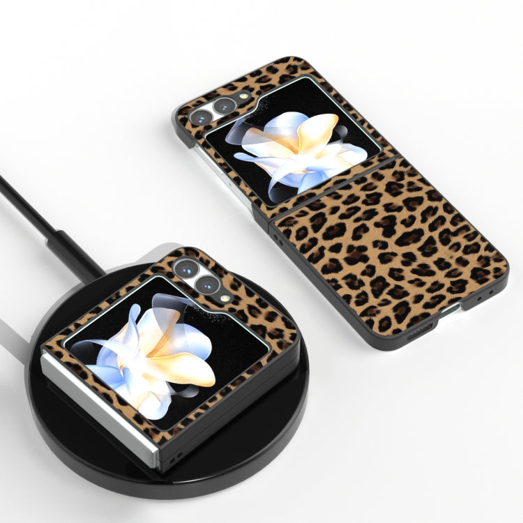 For Samsung Galaxy Z Flip6 / Flip7 FE Black Frame Leopard Full Coverage Phone Case