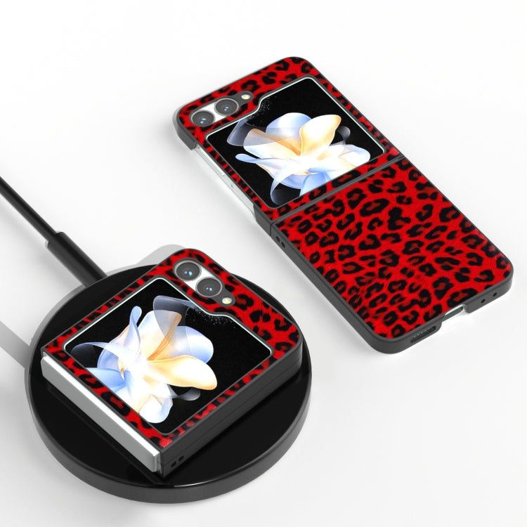 For Samsung Galaxy Z Flip6 / Flip7 FE Black Frame Leopard Full Coverage Phone Case