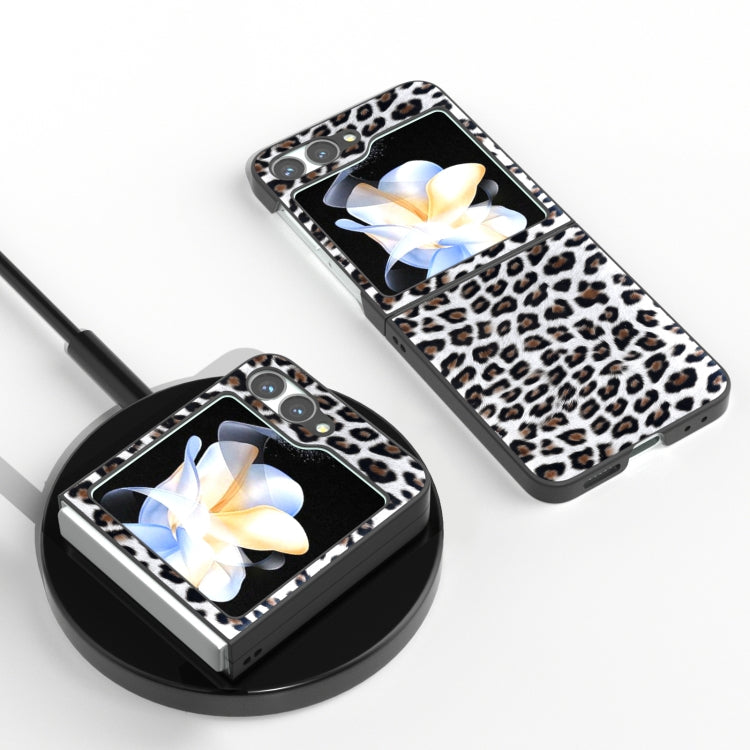 For Samsung Galaxy Z Flip6 / Flip7 FE Black Frame Leopard Full Coverage Phone Case