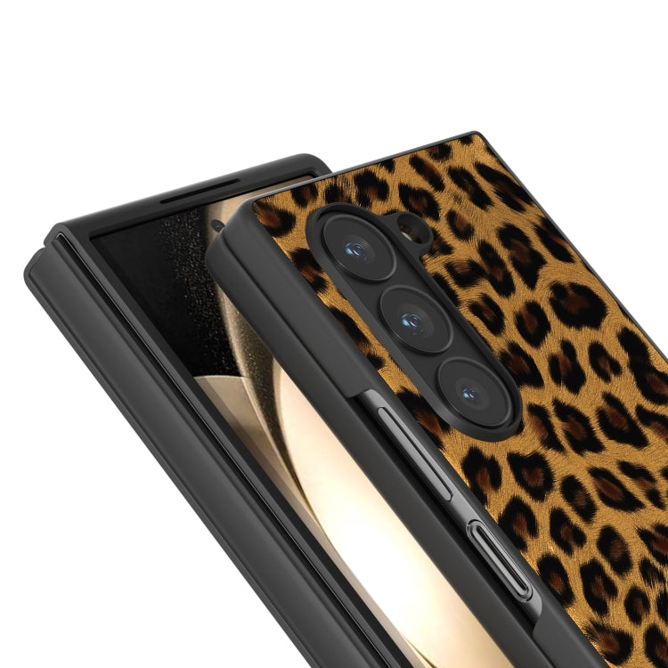 For Samsung Galaxy Z Fold6 Black Frame Leopard Full Coverage Phone Case