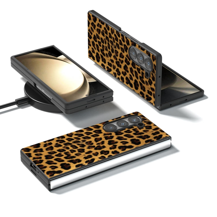 For Samsung Galaxy Z Fold6 Black Frame Leopard Full Coverage Phone Case