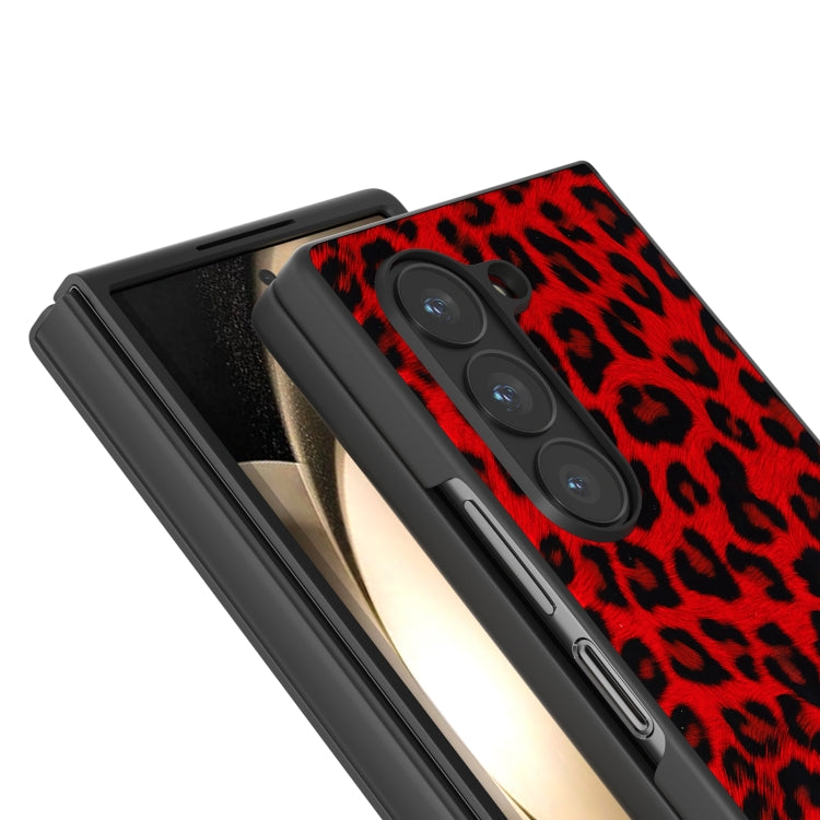 For Samsung Galaxy Z Fold6 Black Frame Leopard Full Coverage Phone Case