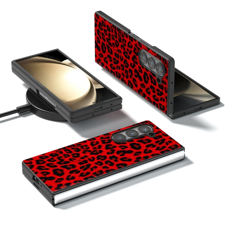 For Samsung Galaxy Z Fold6 Black Frame Leopard Full Coverage Phone Case