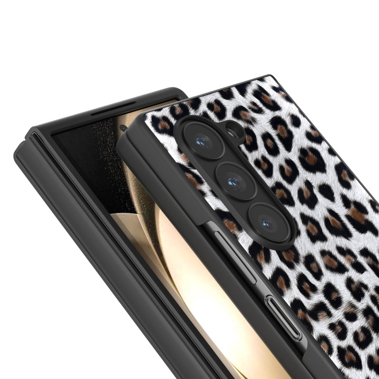 For Samsung Galaxy Z Fold6 Black Frame Leopard Full Coverage Phone Case