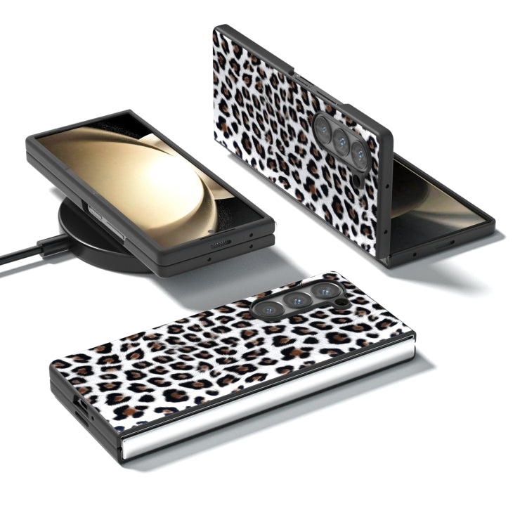 For Samsung Galaxy Z Fold6 Black Frame Leopard Full Coverage Phone Case
