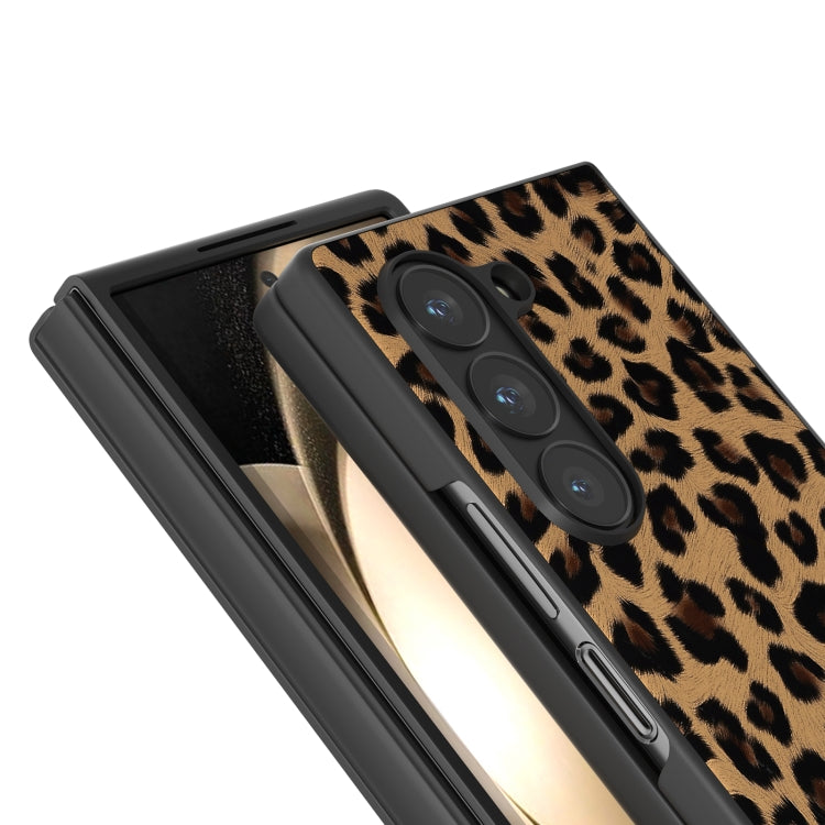 For Samsung Galaxy Z Fold6 Black Frame Leopard Full Coverage Phone Case