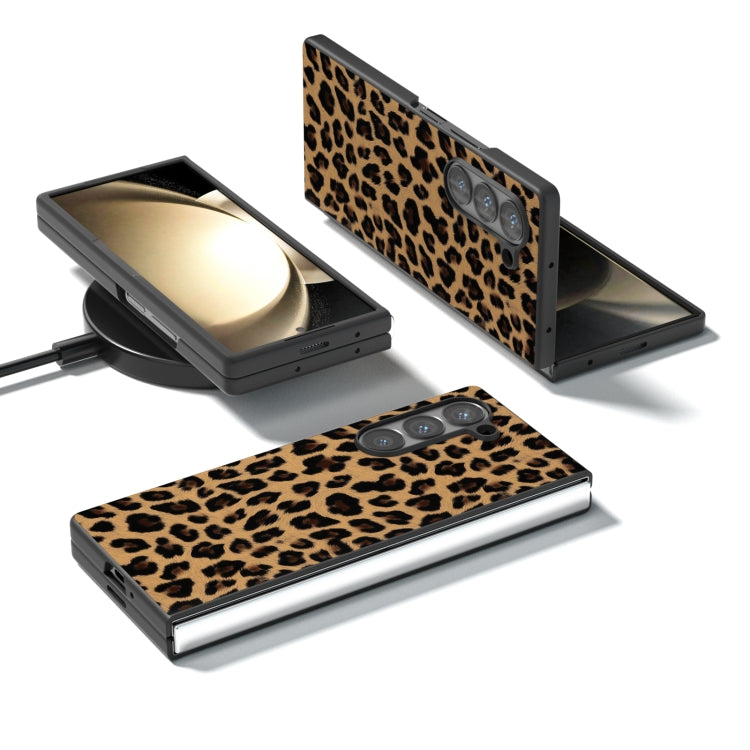 For Samsung Galaxy Z Fold6 Black Frame Leopard Full Coverage Phone Case