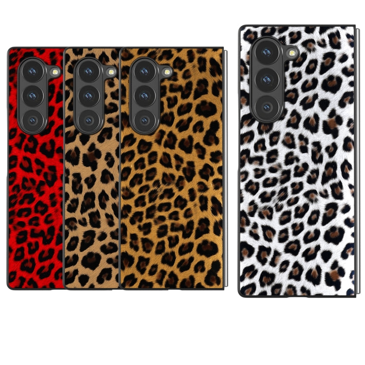 For Samsung Galaxy Z Fold6 Black Frame Leopard Full Coverage Phone Case