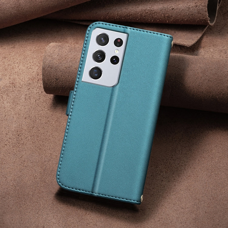 For Samsung Galaxy S21 Ultra 5G Square Texture Leather Phone Case