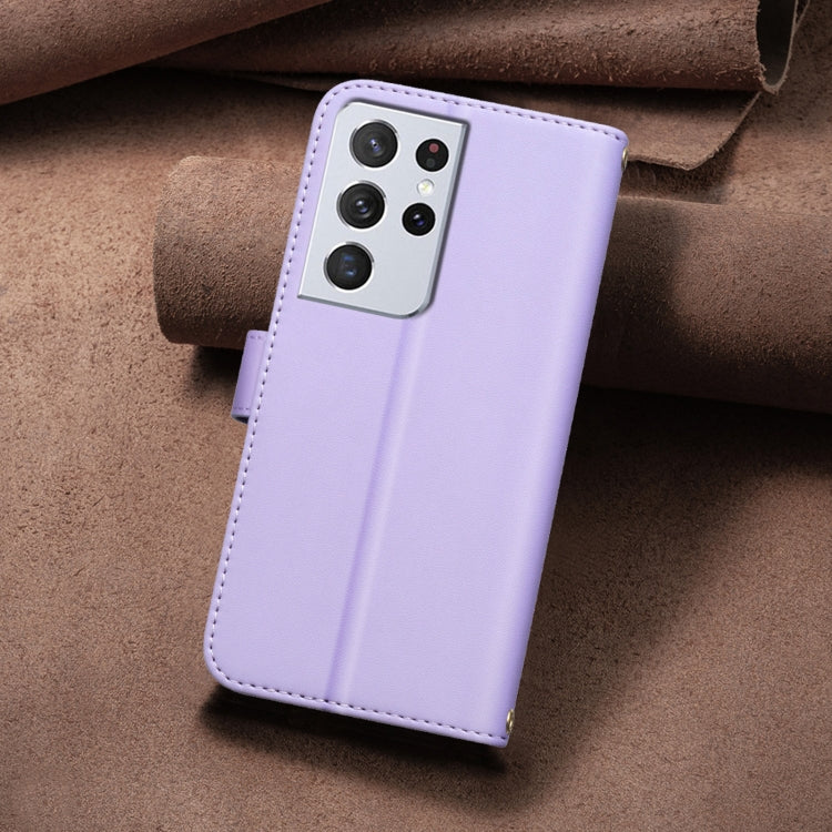 For Samsung Galaxy S21 Ultra 5G Square Texture Leather Phone Case