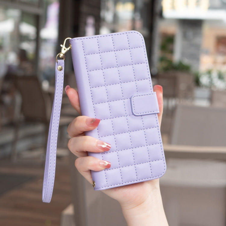 For Samsung Galaxy S21 Ultra 5G Square Texture Leather Phone Case