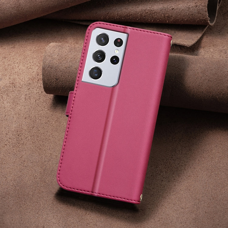 For Samsung Galaxy S21 Ultra 5G Square Texture Leather Phone Case