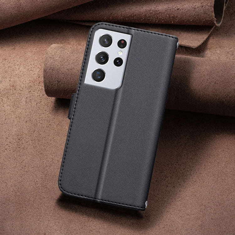 For Samsung Galaxy S21 Ultra 5G Square Texture Leather Phone Case
