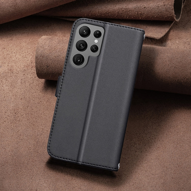 For Samsung Galaxy S22 Ultra 5G Square Texture Leather Phone Case