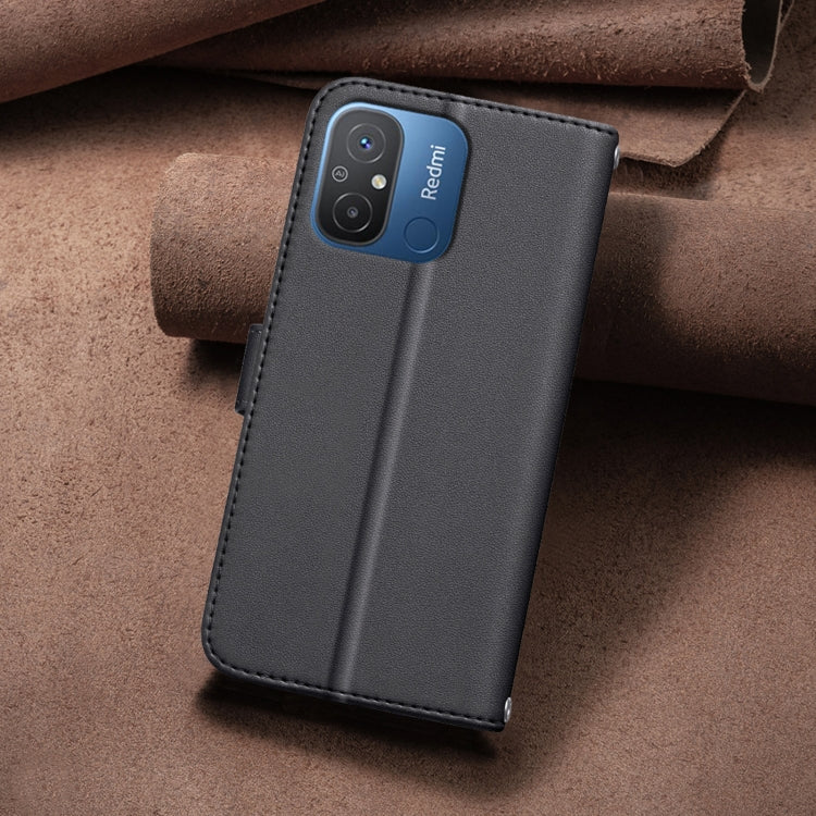 For Xiaomi Poco C55 / Redmi 12C Square Texture Leather Phone Case