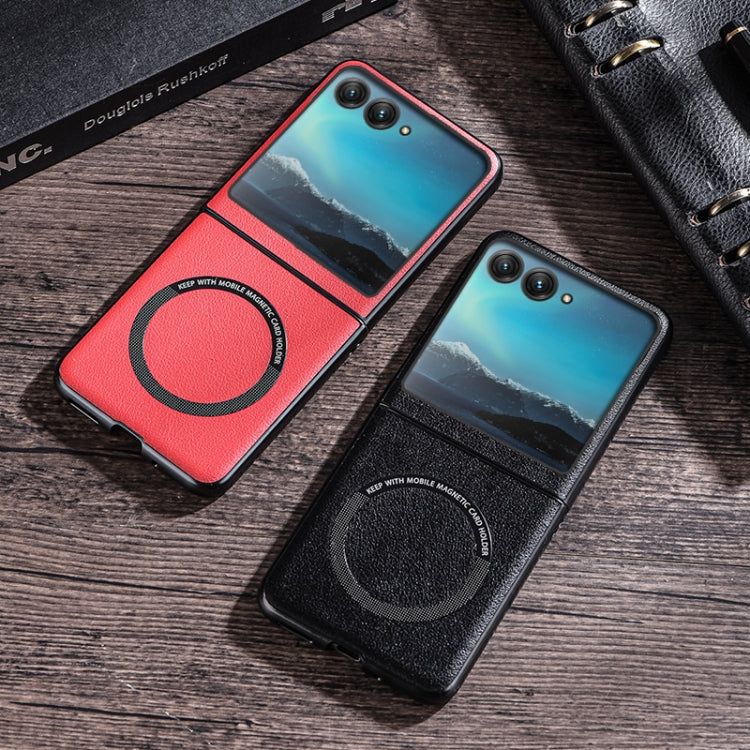 For Motorola Razr 50 Folding PU MagSafe Magnetic Phone Case
