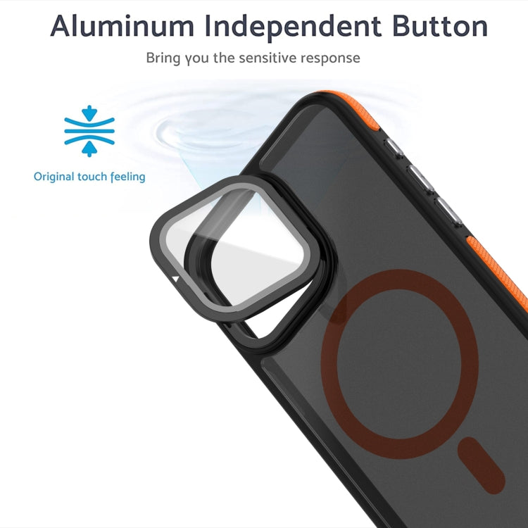 For iPhone 14 Pro Max Magsafe Dual-Color Skin Feel Lens Film Phone Case with Lens Fold Holder