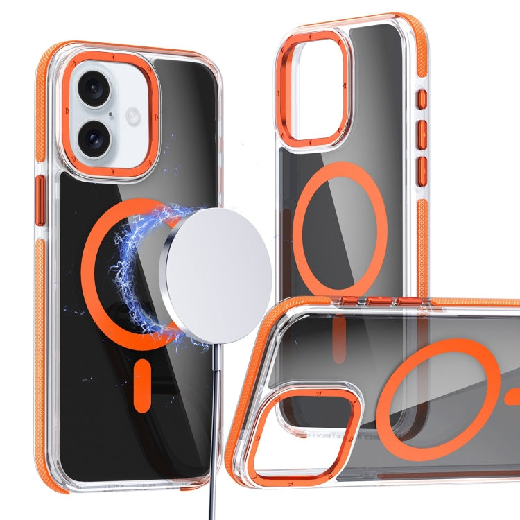 For iPhone 16 Plus Magsafe Dual-Color Transparent Black Full Coverage Phone Case