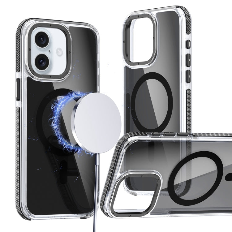 For iPhone 16 Magsafe Dual-Color Transparent Black Full Coverage Phone Case