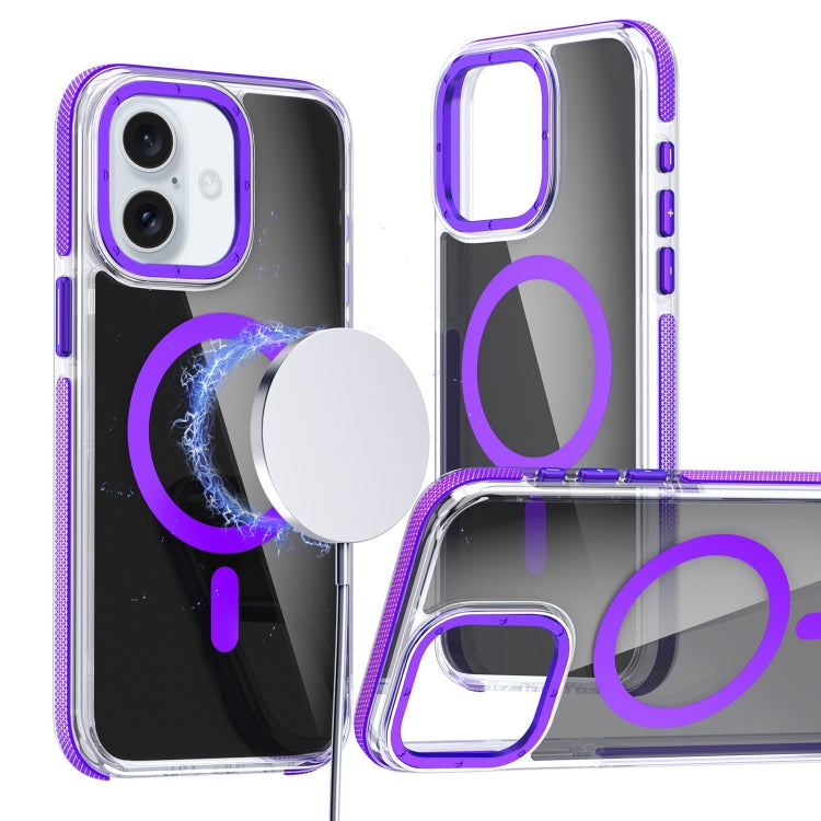 For iPhone 16 Magsafe Dual-Color Transparent Black Full Coverage Phone Case