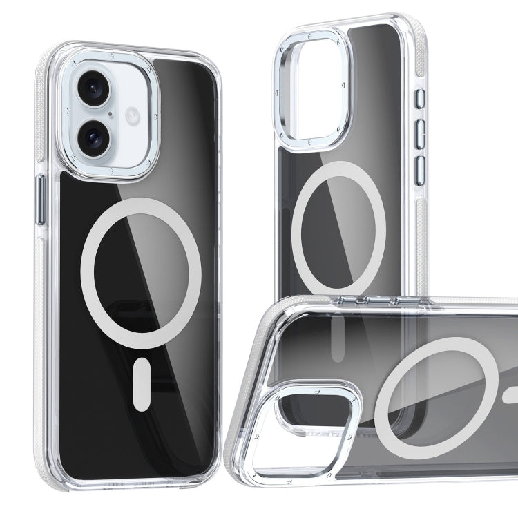 For iPhone 16 Magsafe Dual-Color Transparent Black Full Coverage Phone Case