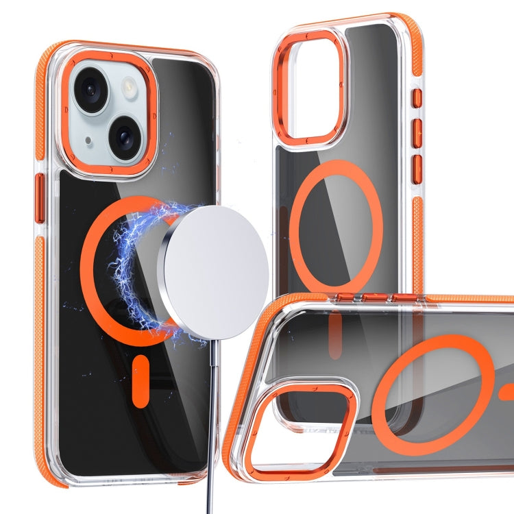 For iPhone 15 Magsafe Dual-Color Transparent Black Full Coverage Phone Case