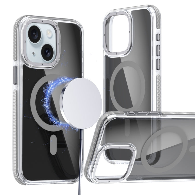 For iPhone 15 Magsafe Dual-Color Transparent Black Full Coverage Phone Case