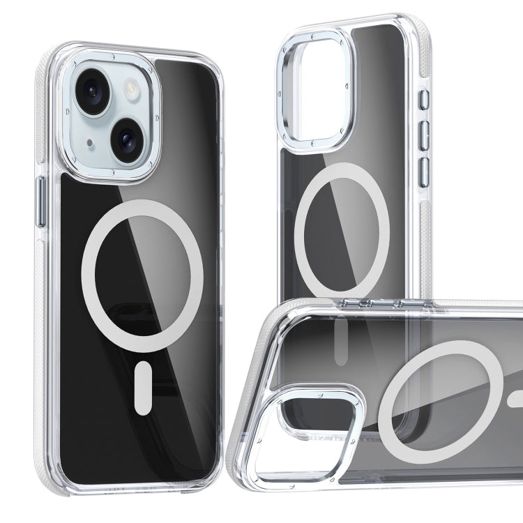 For iPhone 15 Magsafe Dual-Color Transparent Black Full Coverage Phone Case