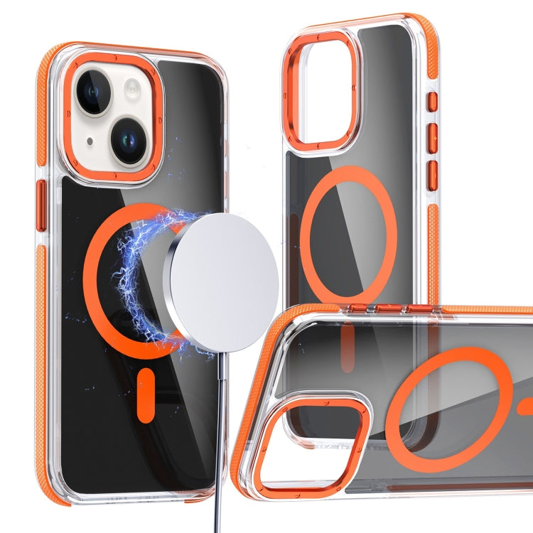 For iPhone 14 Plus Magsafe Dual-Color Transparent Black Full Coverage Phone Case