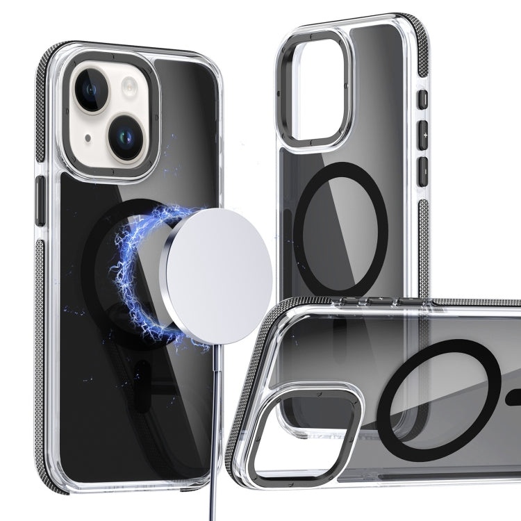 For iPhone 14 Plus Magsafe Dual-Color Transparent Black Full Coverage Phone Case