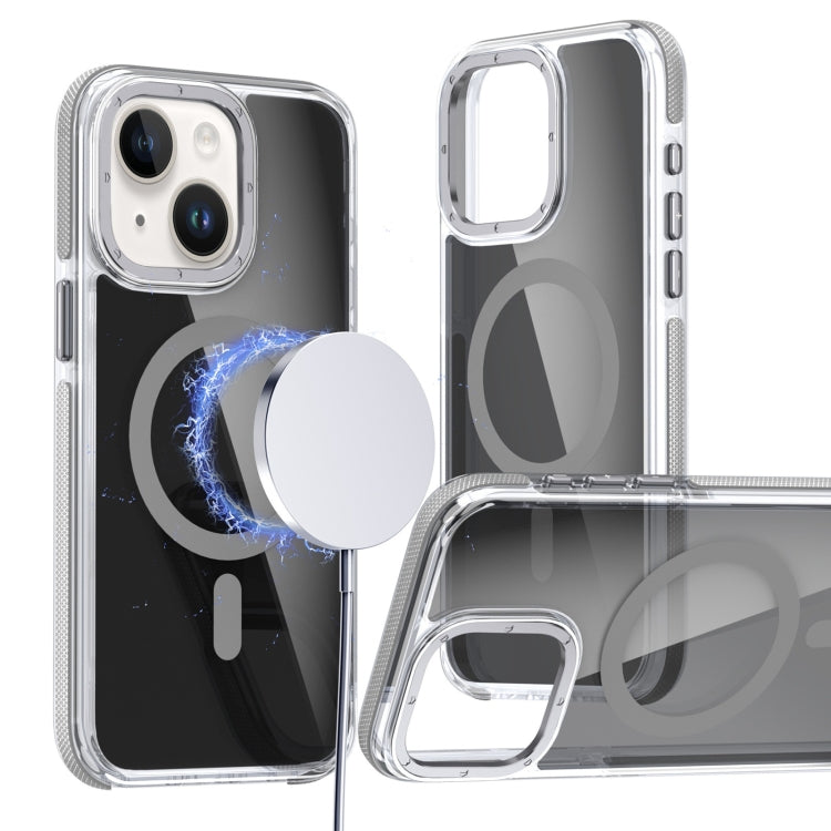 For iPhone 14 Plus Magsafe Dual-Color Transparent Black Full Coverage Phone Case