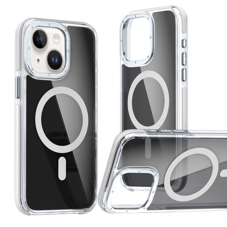 For iPhone 14 Plus Magsafe Dual-Color Transparent Black Full Coverage Phone Case