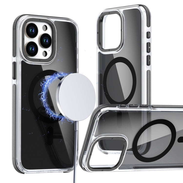 For iPhone 14 Pro Magsafe Dual-Color Transparent Black Full Coverage Phone Case