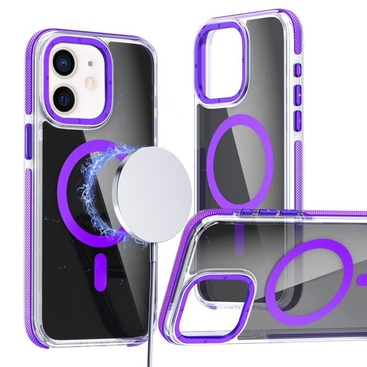 For iPhone 12 Pro / 12 Magsafe Dual-Color Transparent Black Full Coverage Phone Case
