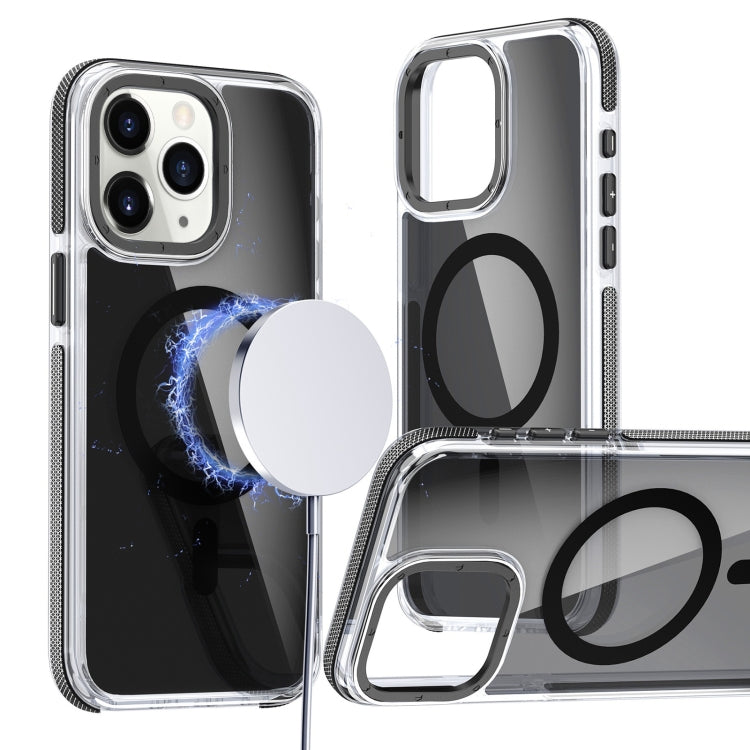 For iPhone 11 Pro Max Magsafe Dual-Color Transparent Black Full Coverage Phone Case
