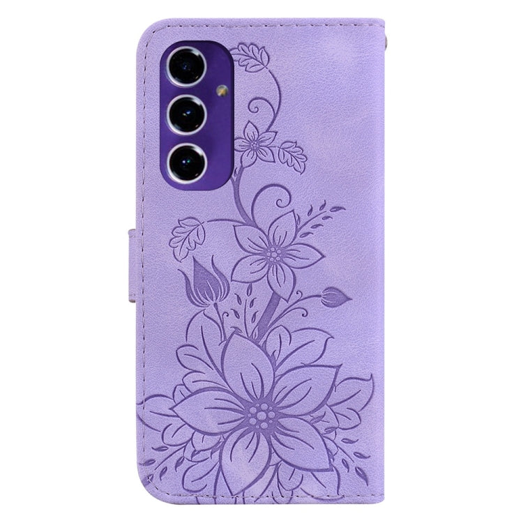 For Samsung Galaxy S24 FE 5G Lily Embossed Leather Phone Case