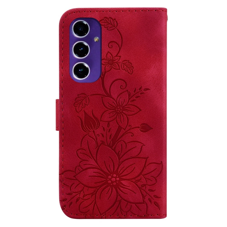For Samsung Galaxy S24 FE 5G Lily Embossed Leather Phone Case