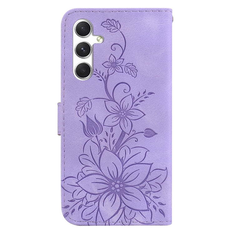 For Samsung Galaxy S25+ 5G Lily Embossed Leather Phone Case